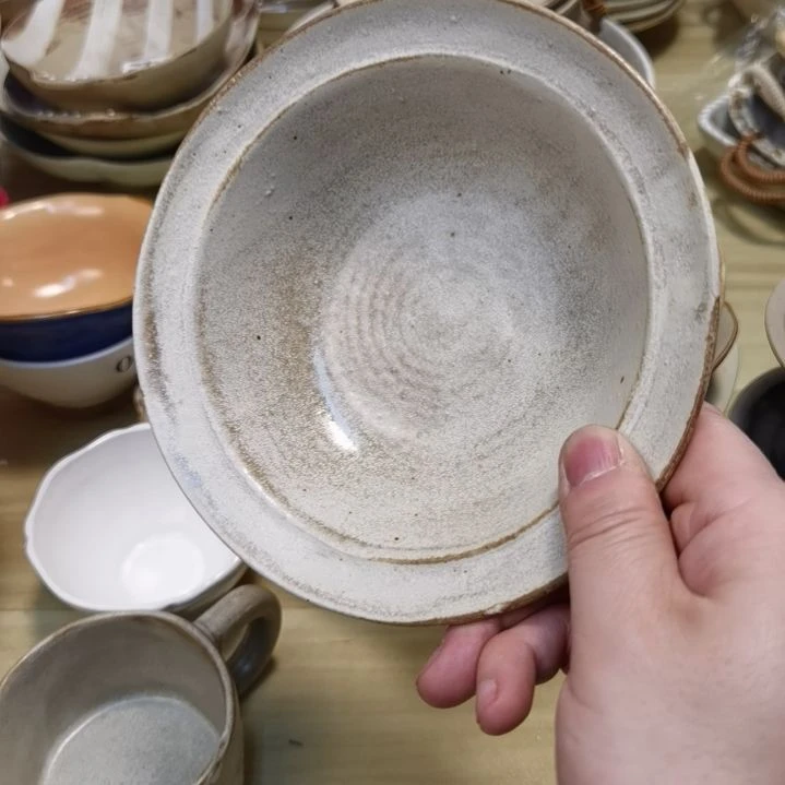 瓷片微瑕粗陶六寸米饭碗两个一组