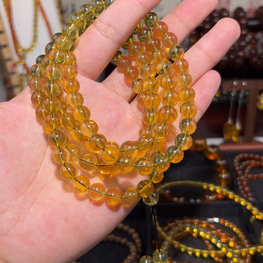 未镶嵌颈饰琥珀8mm蓝珀108