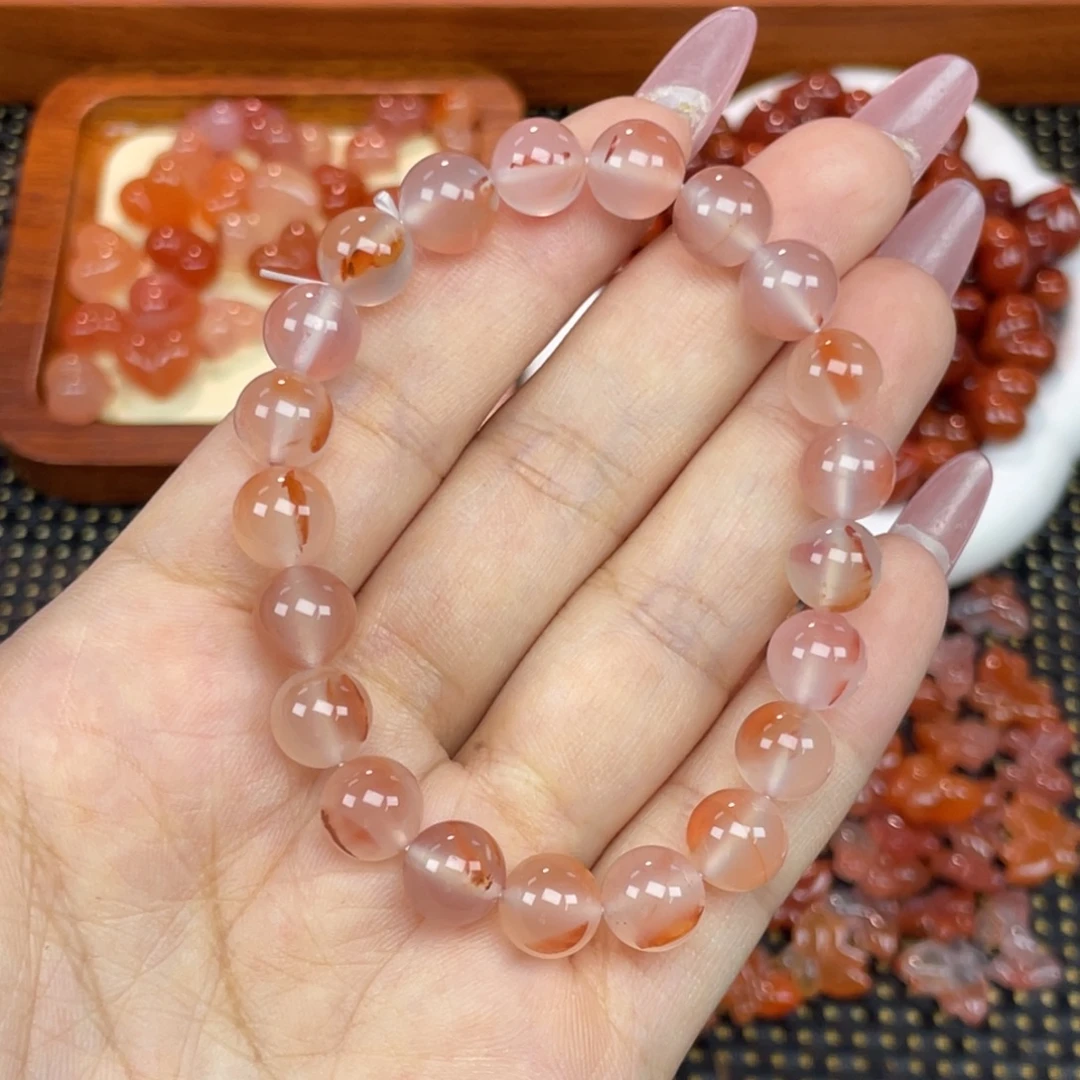 南红玛瑙未镶嵌配饰冰飘单圈9mm+