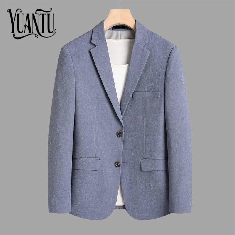 轻奢高级感休闲单件西服男士春秋季新款薄款亚麻西装韩版上衣外套