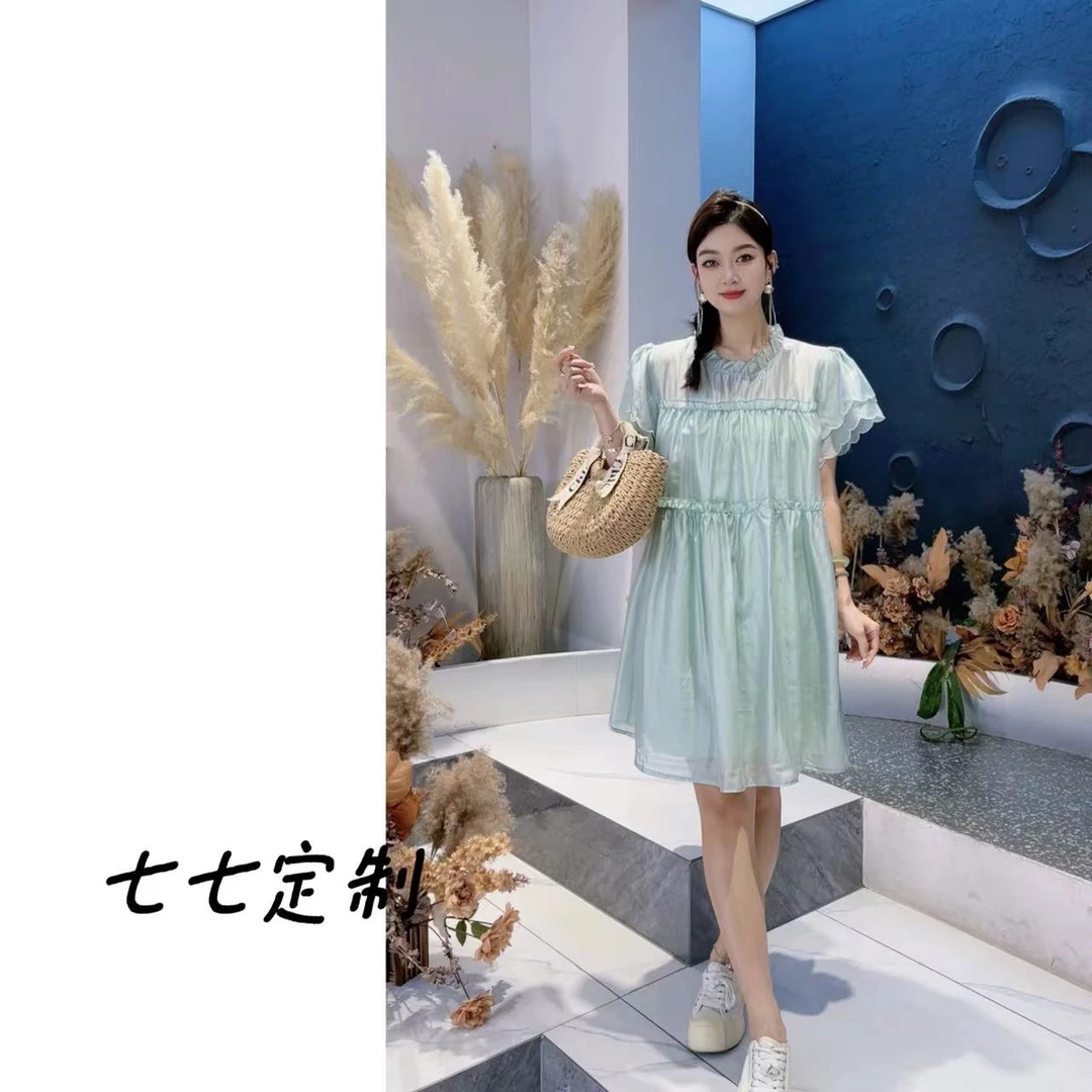 轻熟风女装炸街穿搭夏季飞飞袖无袖显瘦连衣裙6898