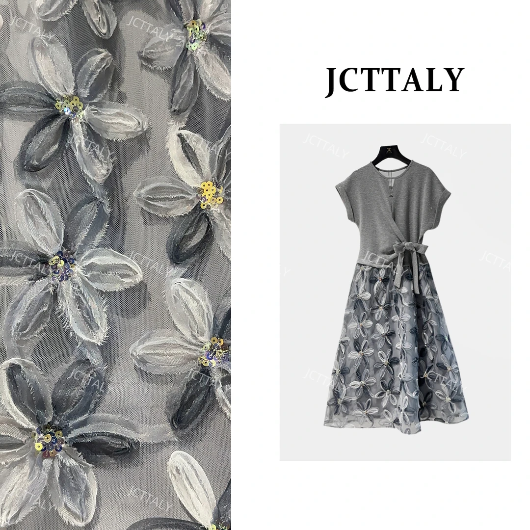 【宠粉价】法式轻奢风优雅立体花朵纱裙女25夏季新款连衣裙JC-A3375