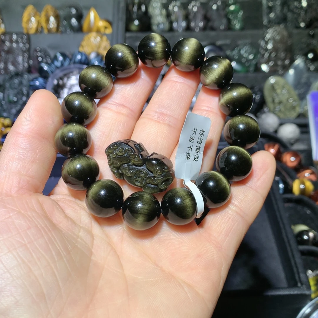 张***生黑曜岩未镶嵌手链