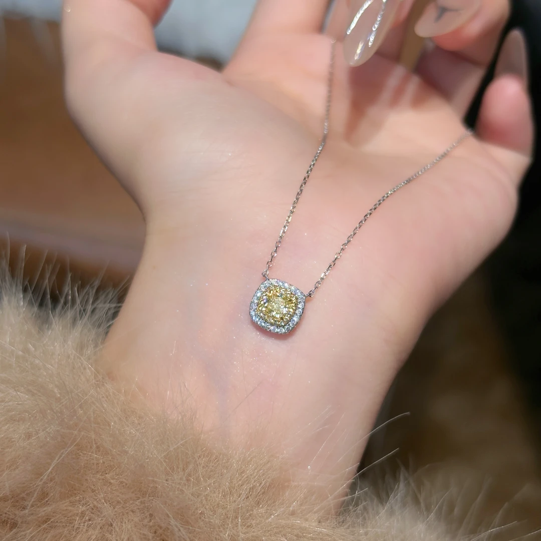 【六言臻选】重金  克拉黄钻方形项链 ZSXL0466