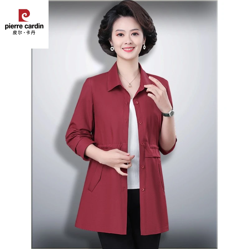 皮尔卡丹长袖衬衫女洋气风衣外套春装上衣