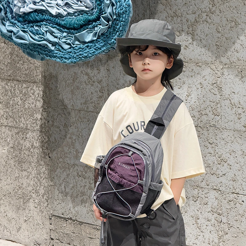 绑带多功能儿童斜挎包轻量潮酷男童户外运动胸包女童双肩背包两用