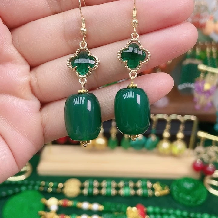 玛瑙/玉髓合金耳饰