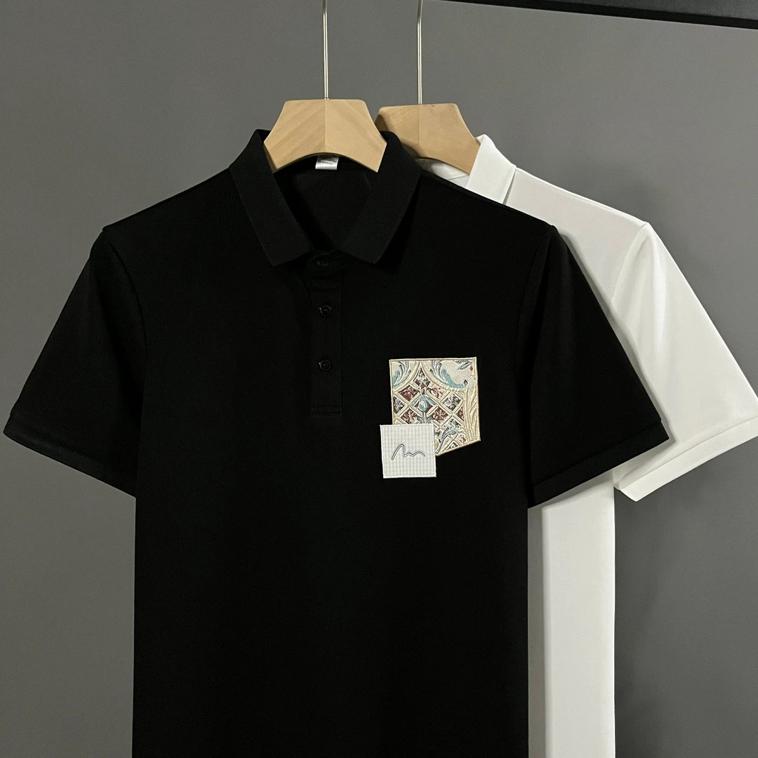 夏季短袖休闲刺绣男中国风Polo衫上衣t恤百搭透气通勤风翻领1019