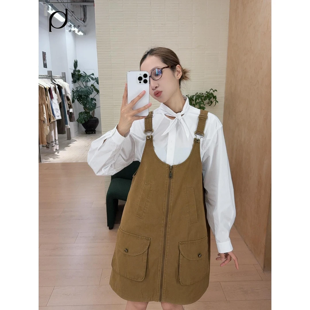 ICE DUST2025秋大口袋拉链背带裙女1880dopdop买手店