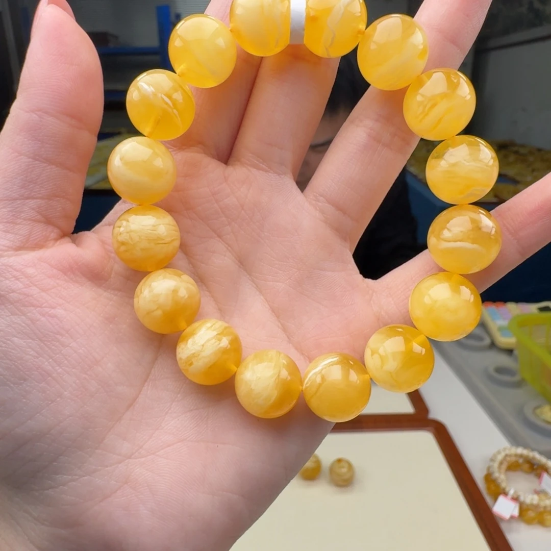 @***子琥珀未镶嵌手链蜜蜡手串