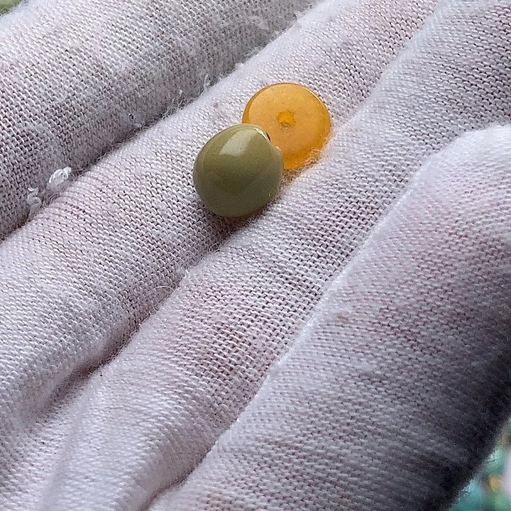 玛瑙/玉髓合金珠宝奇石特色菜籽黄糖豆