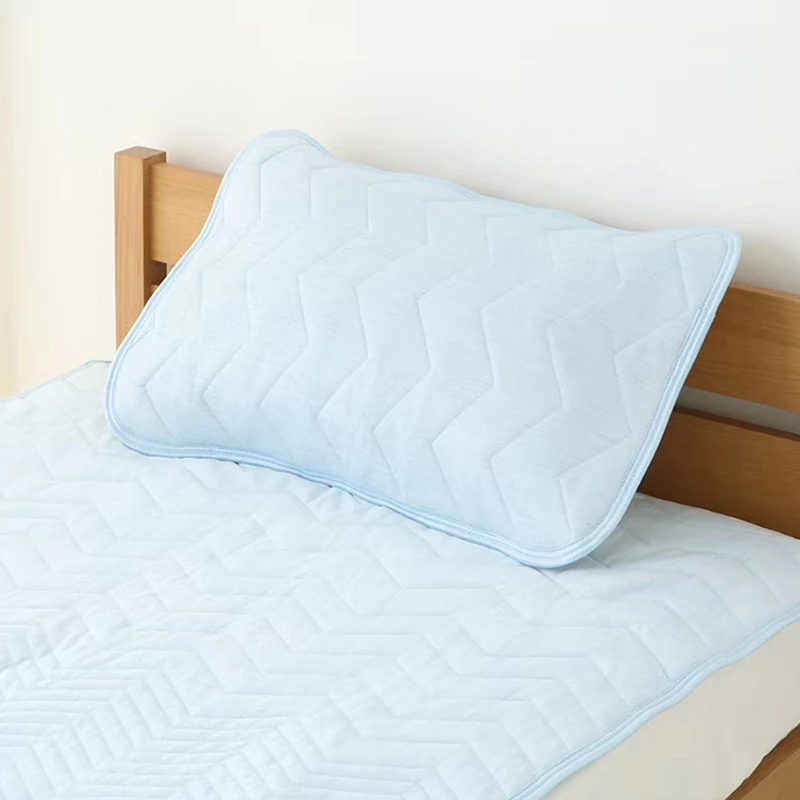 （丝滑凉感枕套）夏季柔软顺滑绗缝格日系清新简约凉感枕套H