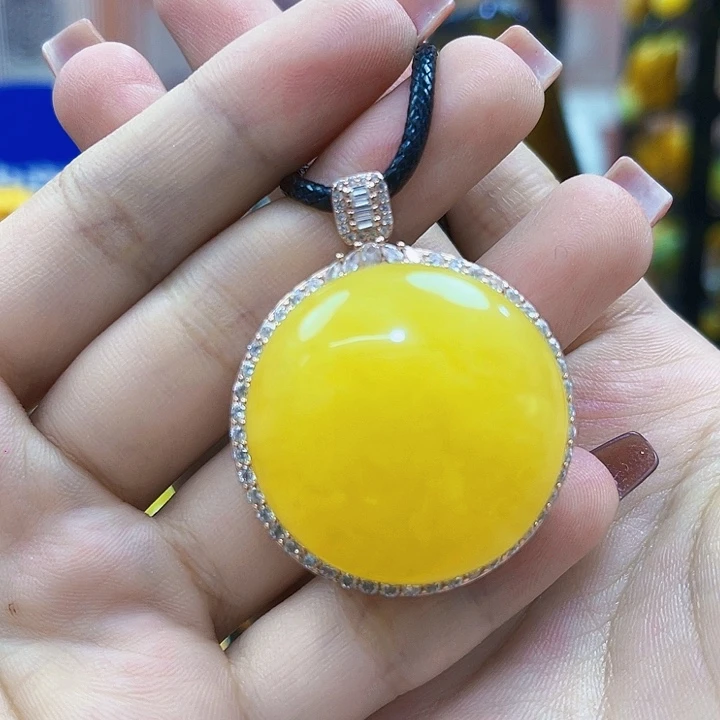 银S925镶嵌颈饰蜜蜡吊坠