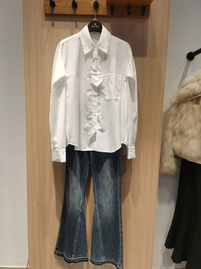 品牌大牌女装衬衫白色两穿