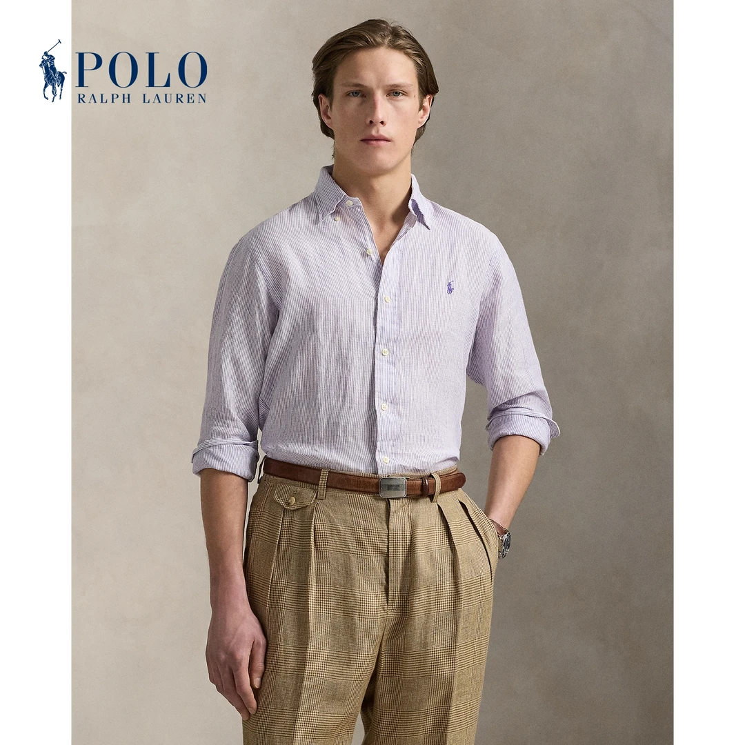 Ralph Lauren拉夫劳伦男装 25早秋经典版型条纹亚麻衬衫710978098