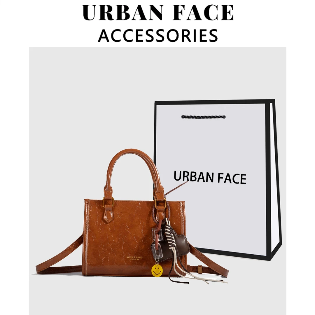 URBAN FACE复古手提包女新款潮时尚韩版托特包百搭单肩斜挎小方包