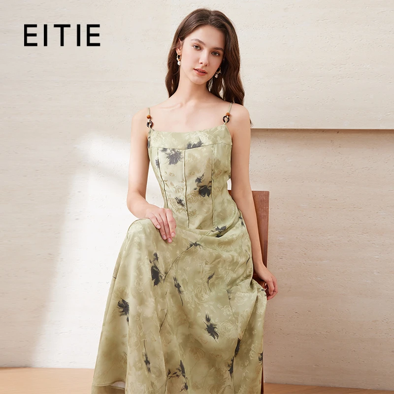 【新中式印花】EITIE爱特爱25夏季新款氛围感大裙摆吊带裙B2507610