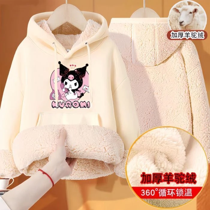 冬季2025卫衣驼绒女童加绒加厚儿童连帽上衣童装新款一体洋气