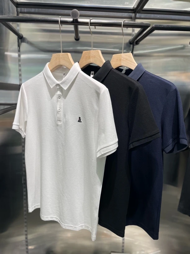夏季新款刺绣时尚商务休闲修身简欧POLO衫休闲翻领男士百搭帆船