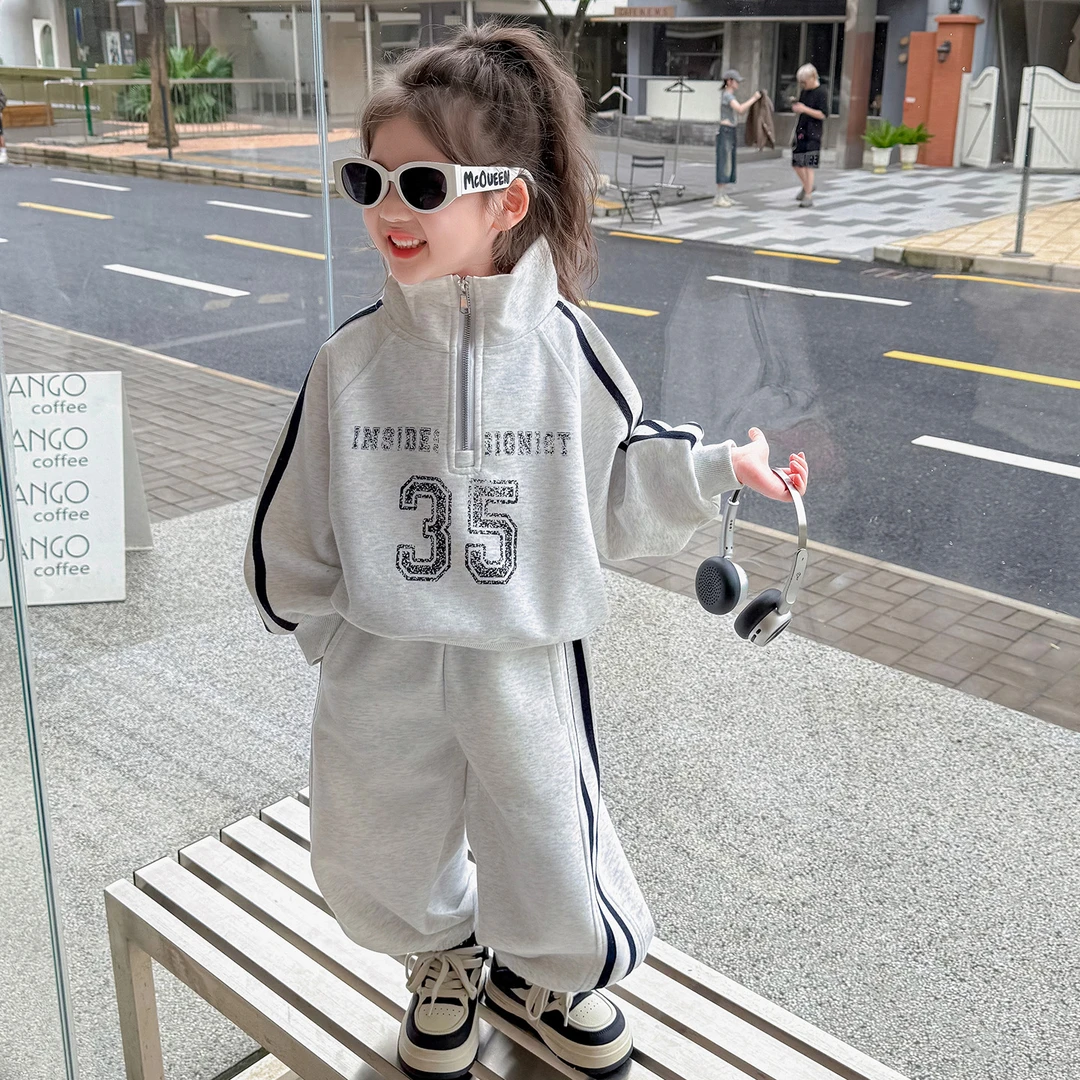 女童春秋休闲卫衣卫裤两件套2025新款儿童洋气运动服女孩秋季套装