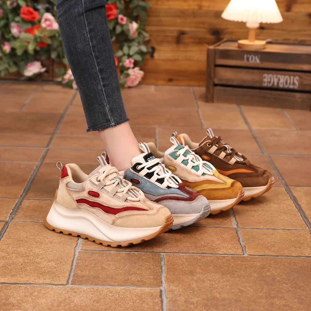 千之恋A增高6CM2025春季新款透气复古风厚底软底百搭单鞋女鞋5556