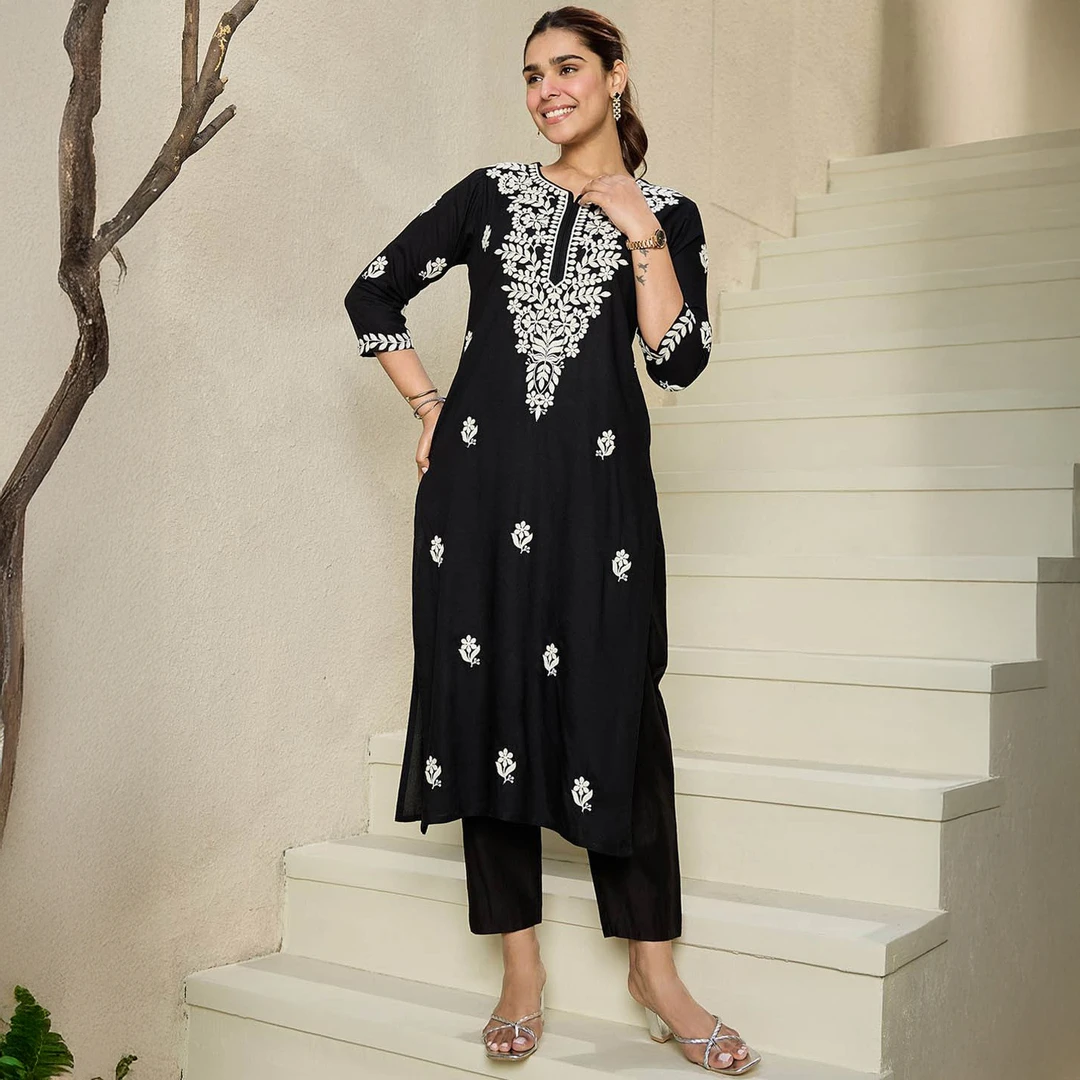 Indo印度进口传统女装绵绸刺绣宽松中长款上衣圆领薄款印巴风情