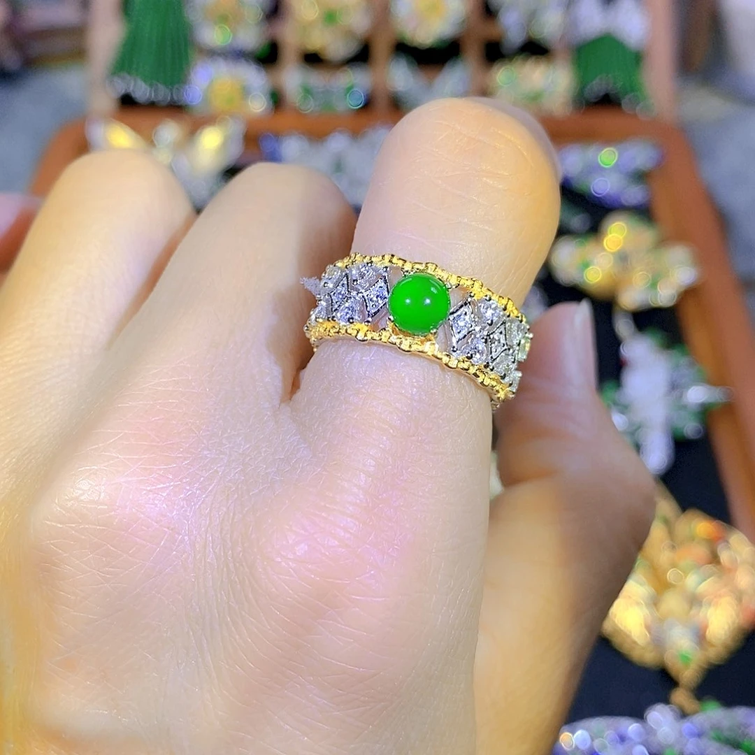 吊坠(不含链)银S925镶嵌翡翠