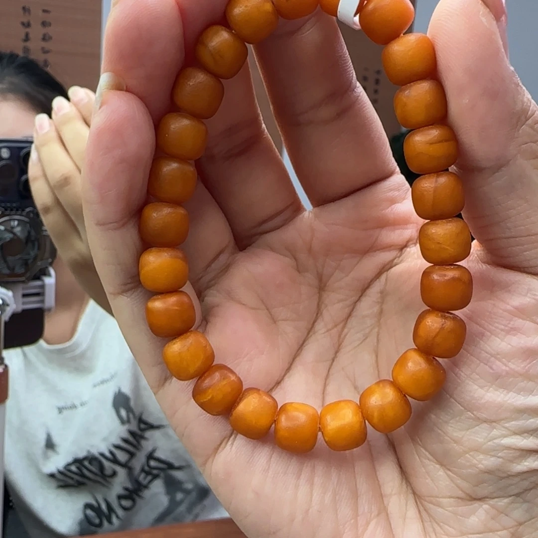 川***山手链琥珀未镶嵌蜜蜡手串8mm