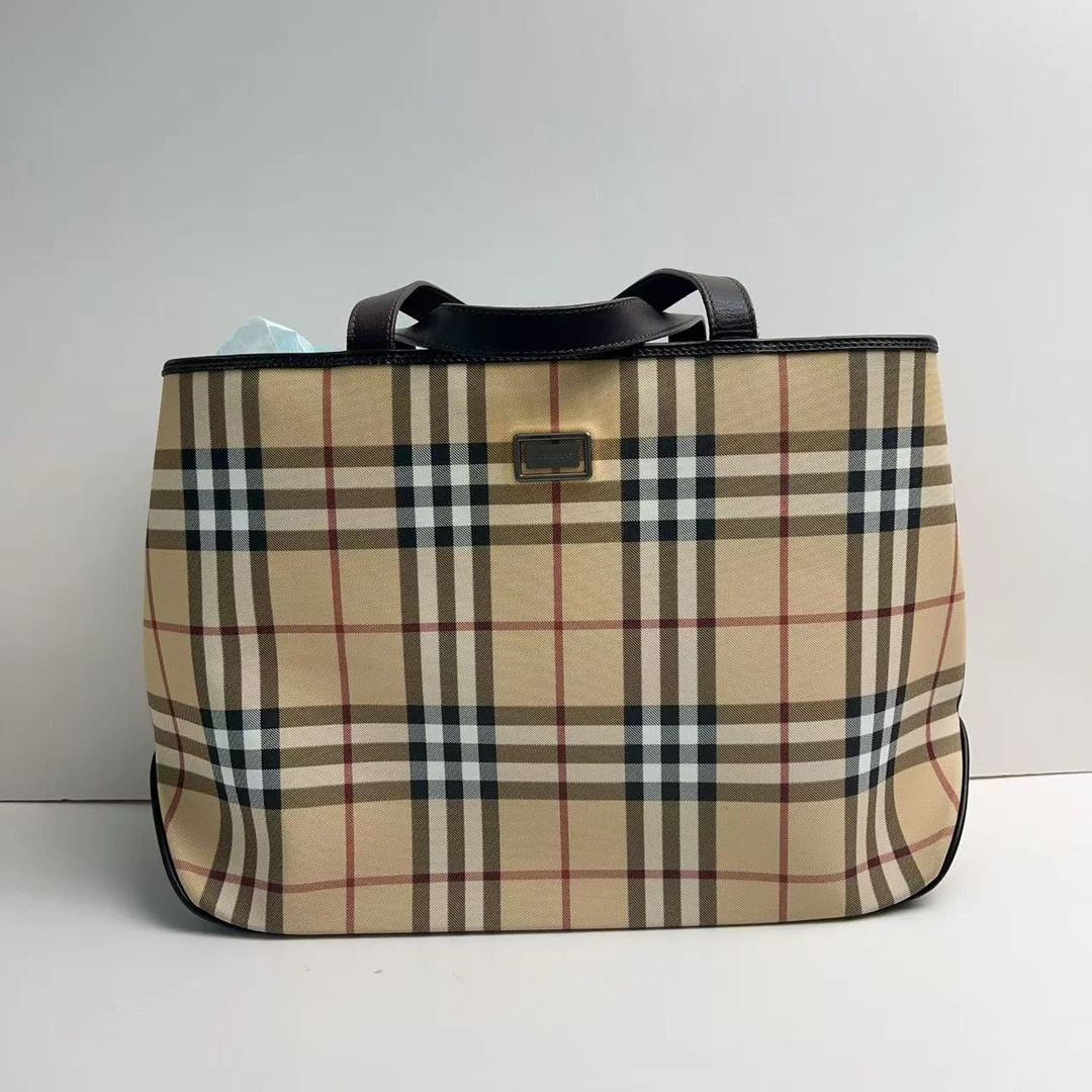 95新 BURBERRY/博柏利 博柏利格纹托特包