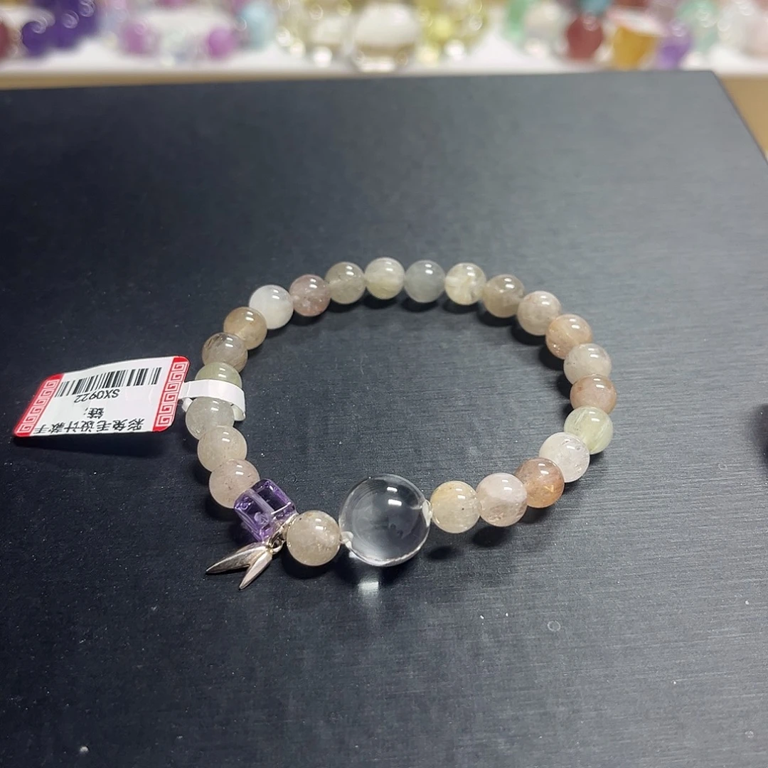 水晶未镶嵌手链彩兔毛手串