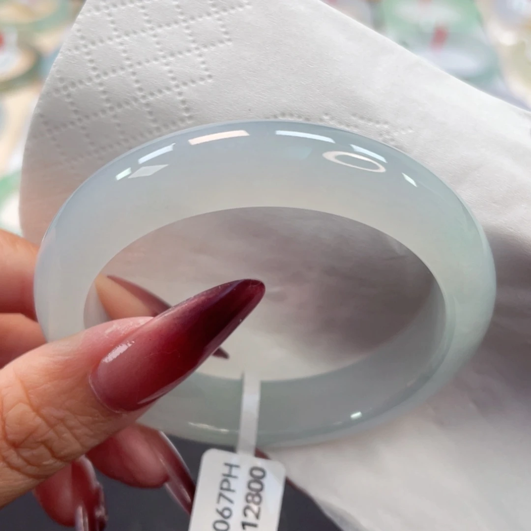 未镶嵌手镯翡翠37号55.2糯冰起胶晴底