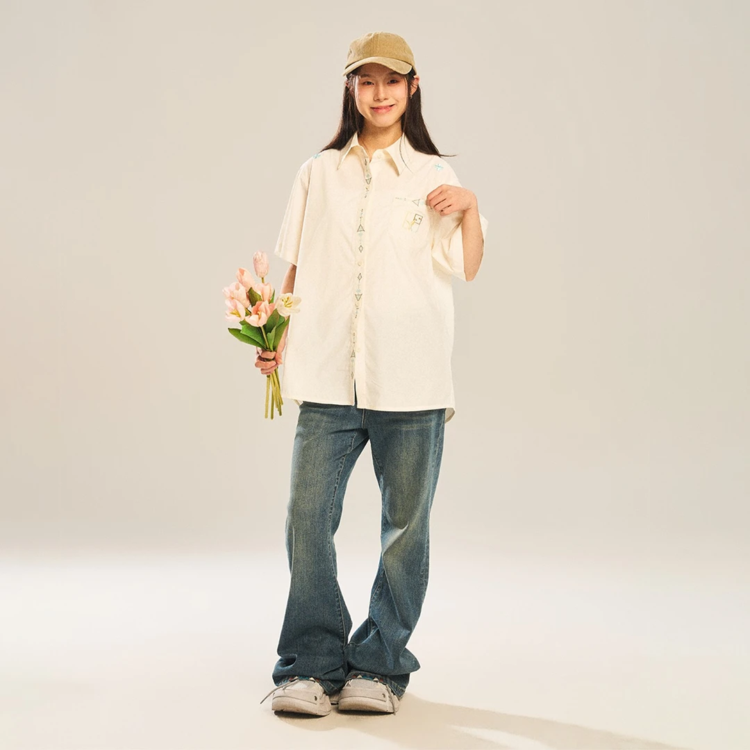 NSTNEW START发芽计划小众设计感潮牌美式复古宽松短袖衬衫男