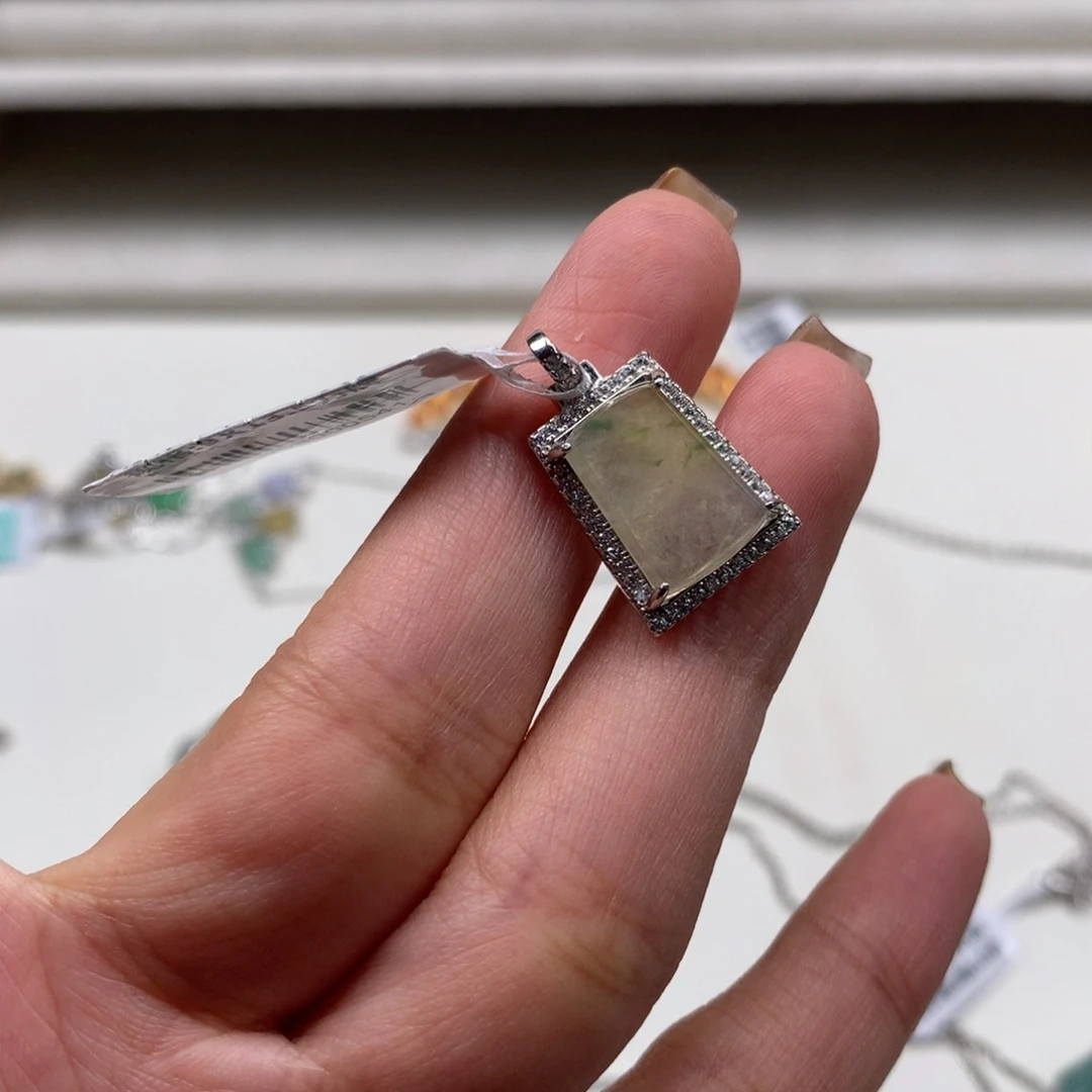 翡翠银S925镶嵌耳饰吊坠