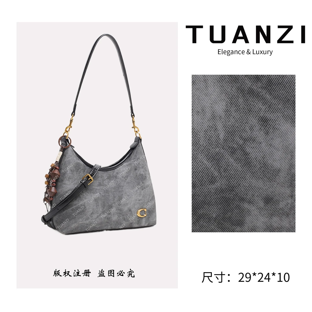TUANZI『蔻老师』秋冬新款29cm单肩腋下女包 QYX-81653-1-黑色