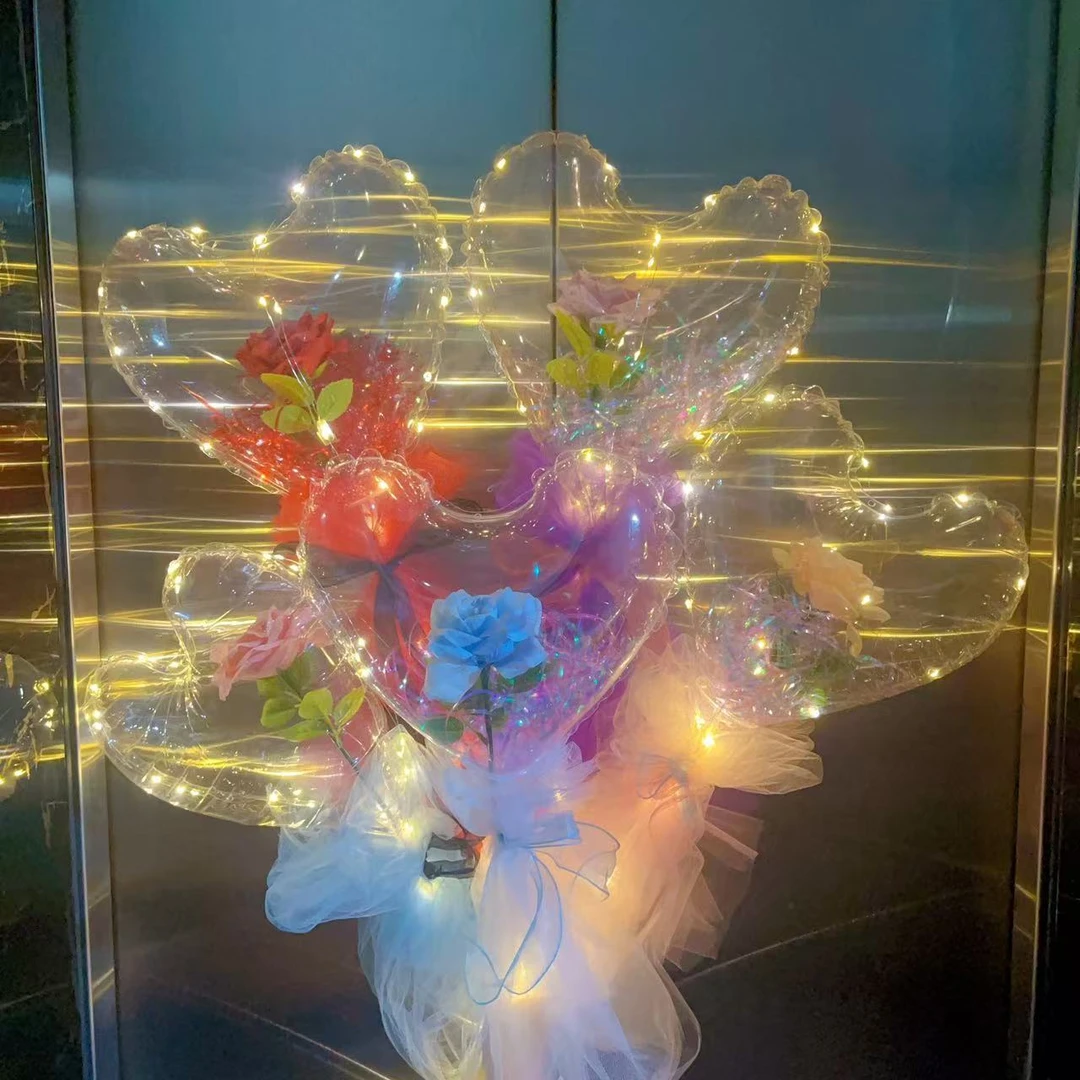玫瑰花爱心波波球气球材料包表白求婚礼物夜市地摊商品