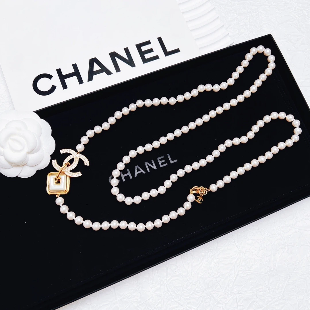 95新 Chanel/香奈儿 柚礼中古/香奈儿双c珍珠方块项链CG501245