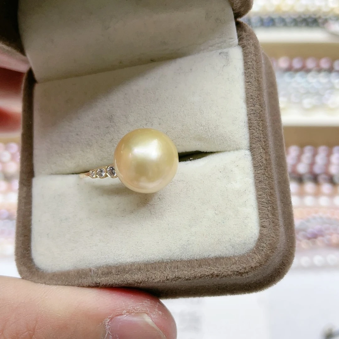 海水珍珠戒指18K金镶嵌