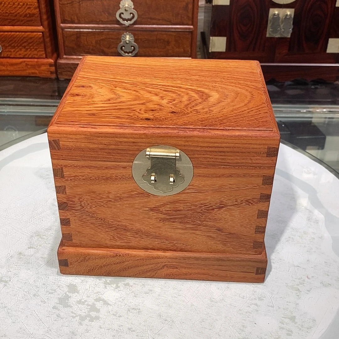 大果紫檀（缅甸花梨）独板百宝盒19/16/15.5