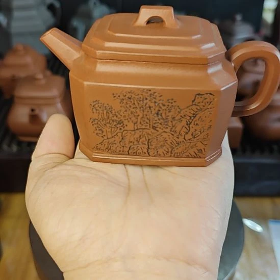 茶壶紫砂四方刻绘