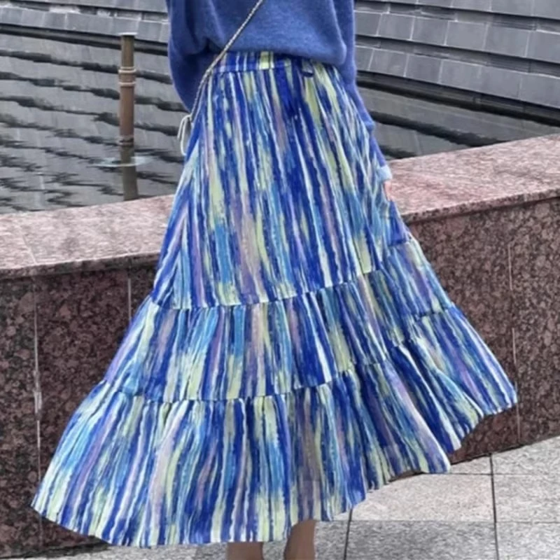 女装专柜商场春夏新款优雅风百搭减龄松紧腰显瘦半身裙1200355