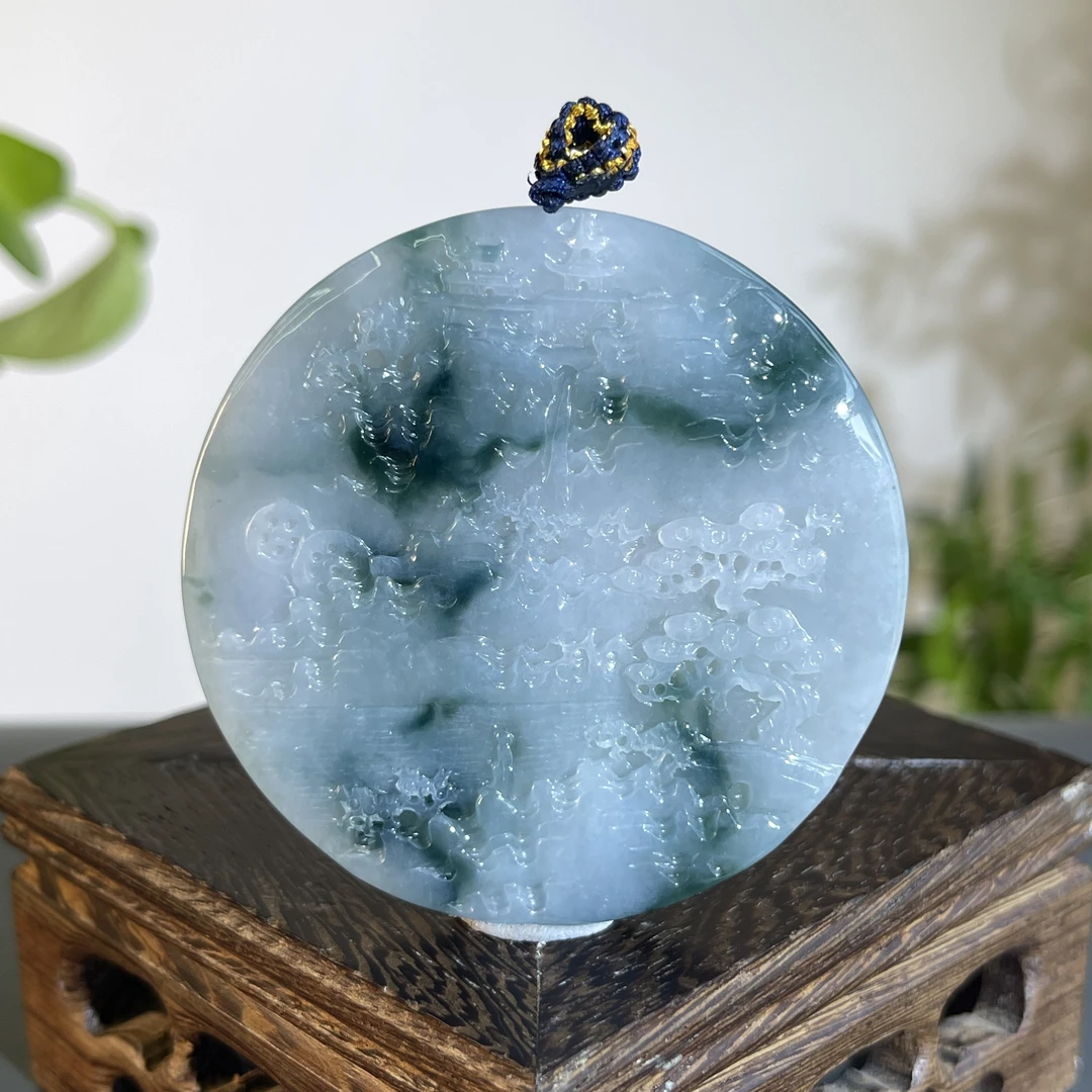 JXB11-37 天然缅甸A货翡翠 山水牌