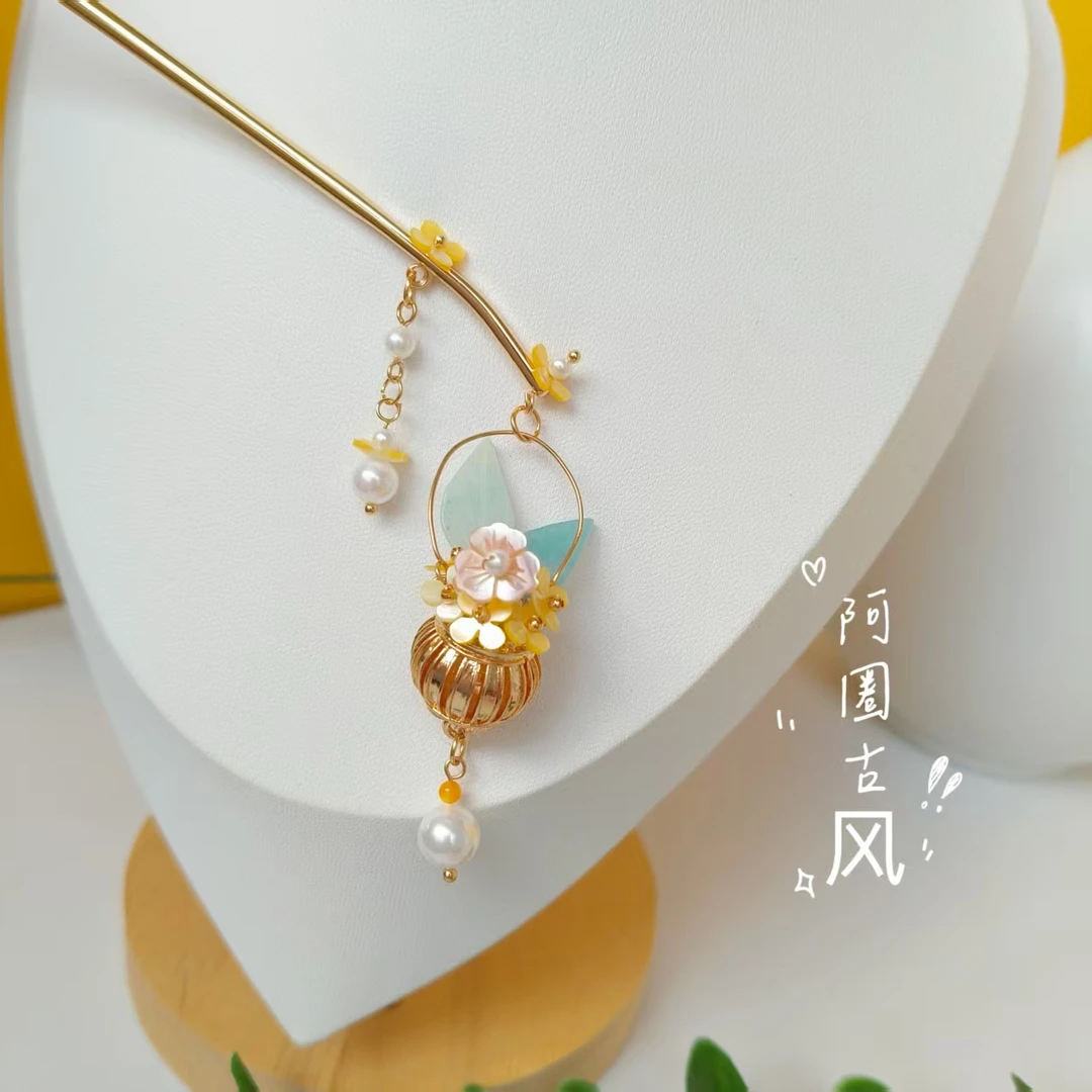 《阿圈》发簪系列 【花灯】蝶贝桂花发簪 汉服配饰
