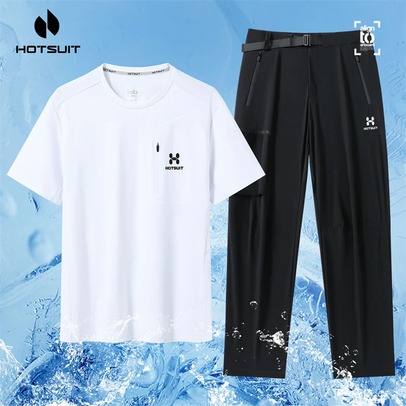HOTSUIT/后秀速干运动套装男女同款刺绣logo 冰感面料套装