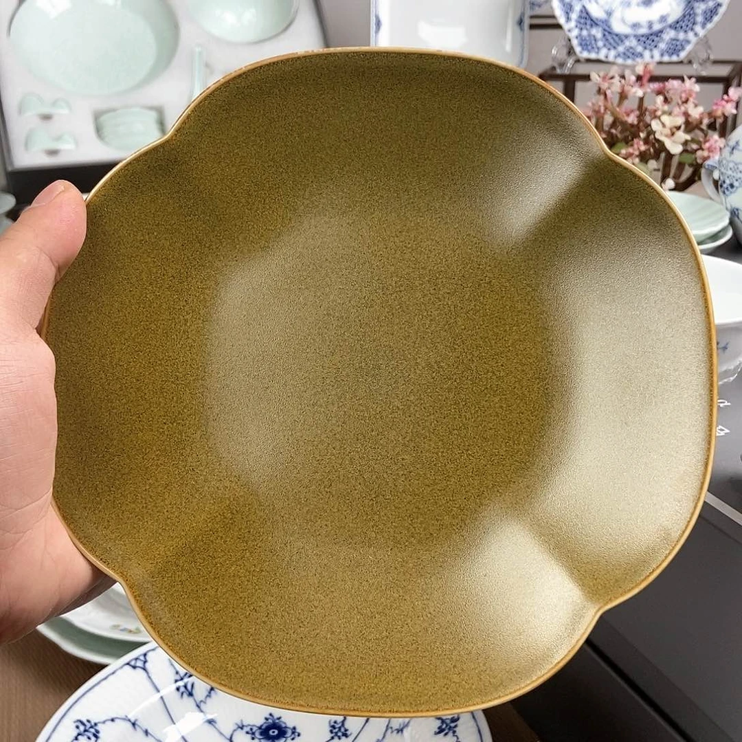 瓷片厚皮橙同款茶叶末盘