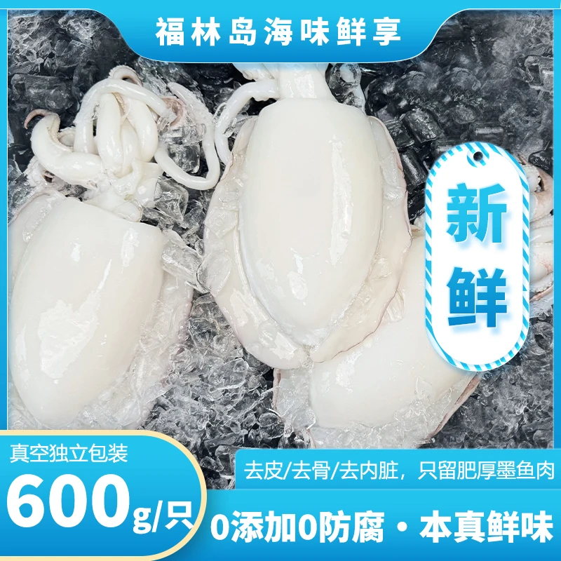 福建发货野生海鲜冰鲜大墨鱼去皮去骨去内脏三去盐磨非墨鱼仔目鱼