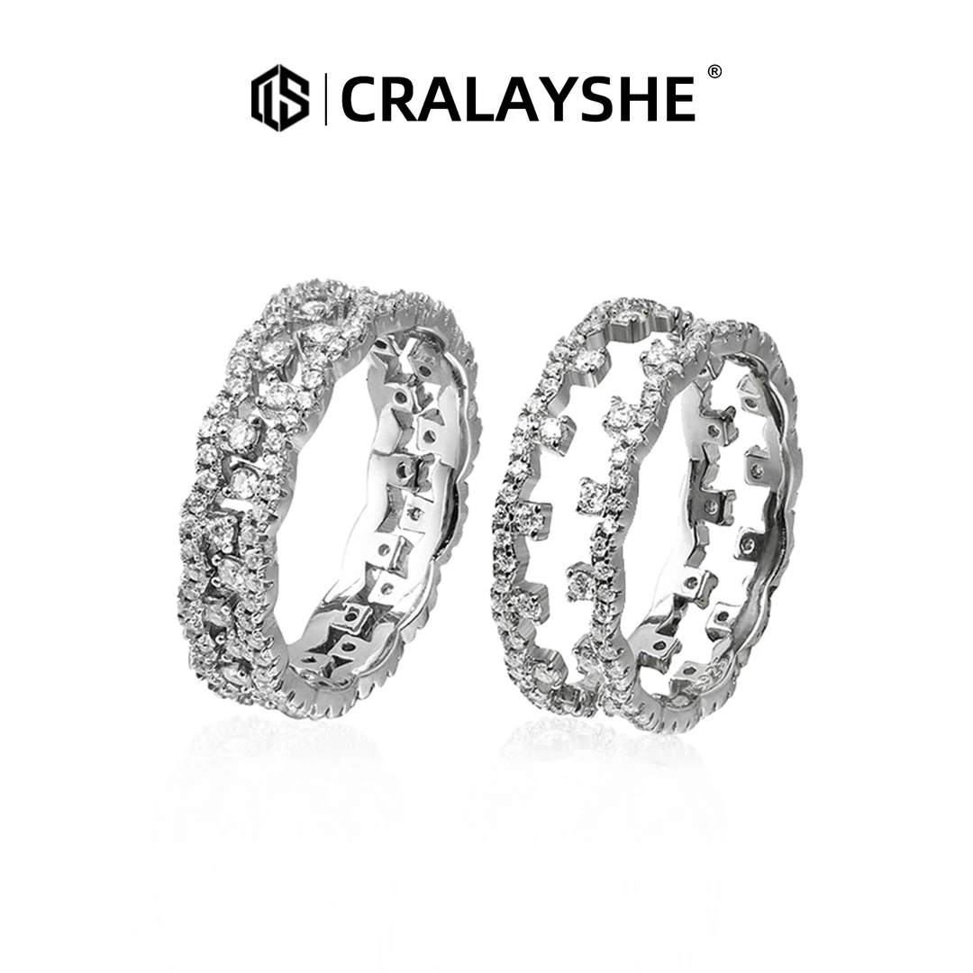 925银莫桑石戒指 双层蕾丝合二为一通体S925戒指男女小件饰品首饰