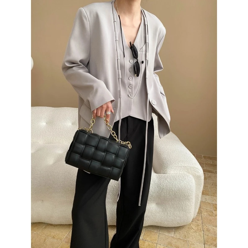 小众设计师款无领飘带西装马甲外套两件套 SN7089