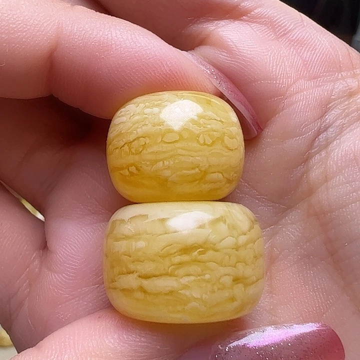 未镶嵌蜜蜡裸石16.7mm 19.3mm虎皮 墩子