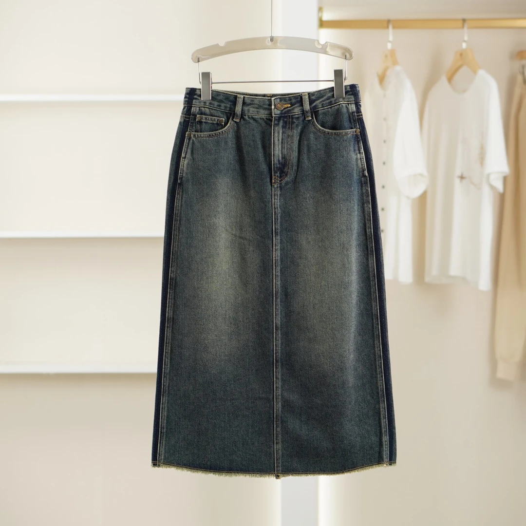 麦迪尚品【伊FL】5042788 简约气质百搭软牛仔半身裙子夏女装新款