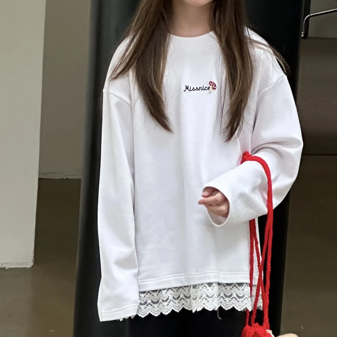 3100儿童加绒花边T恤